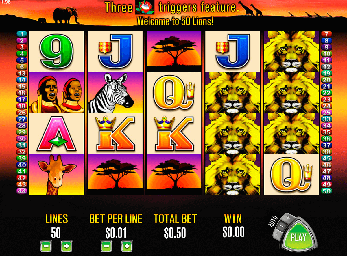 Play Free 50 Lions Slot Machines