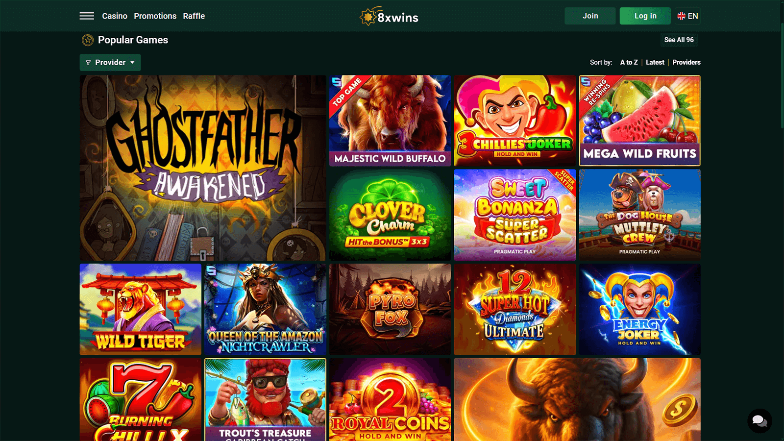 8xwins Casino Popular Games
