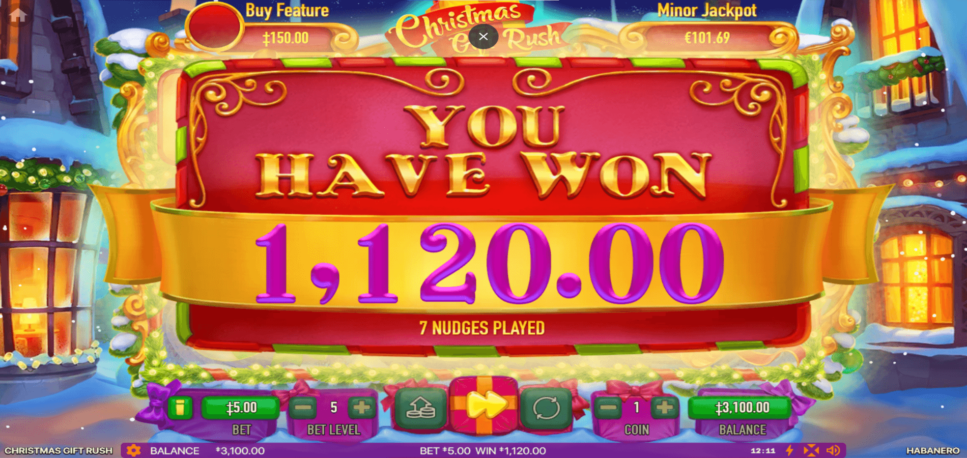 Christmas Gift Rush slot huge win