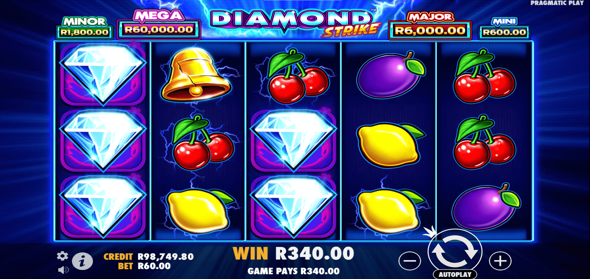 Diamond Strike slot win of R340