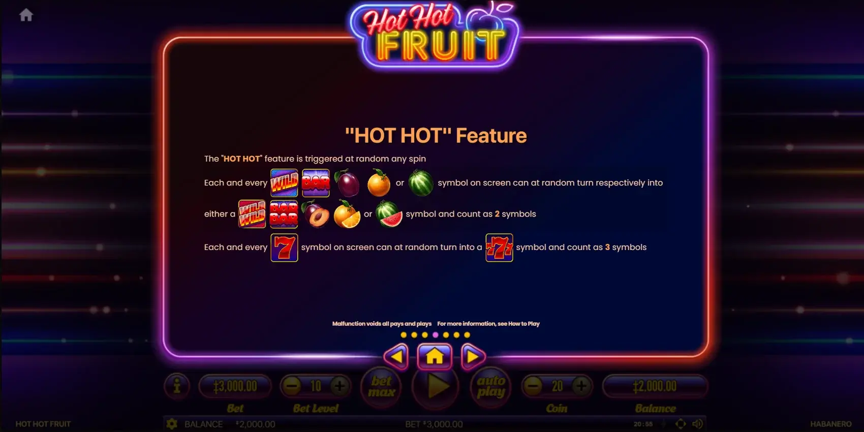 Hot Hot Fruit slot game features