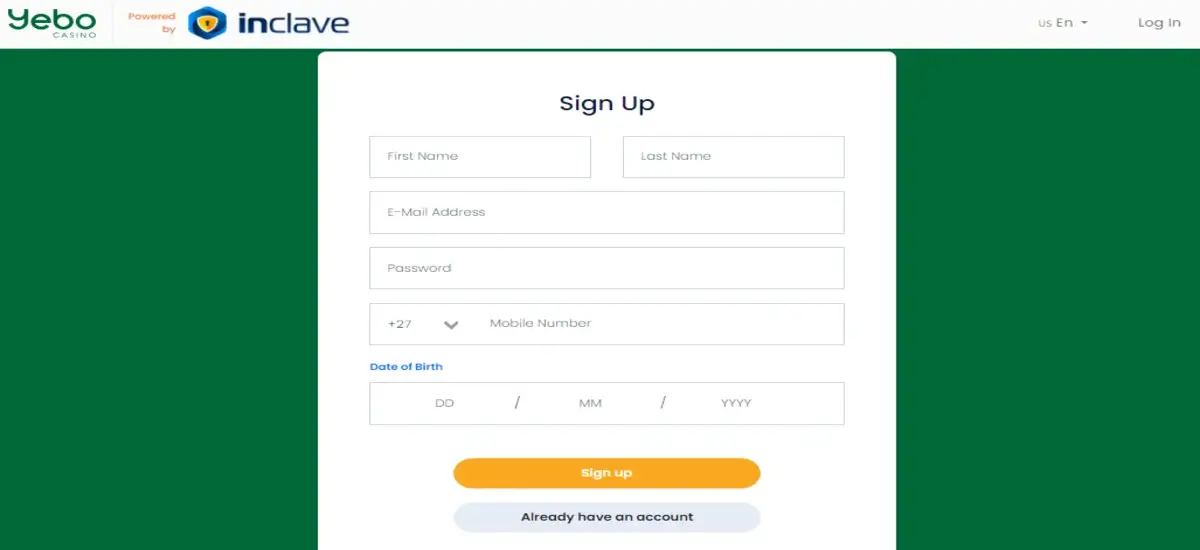 Inclave casino sign up process