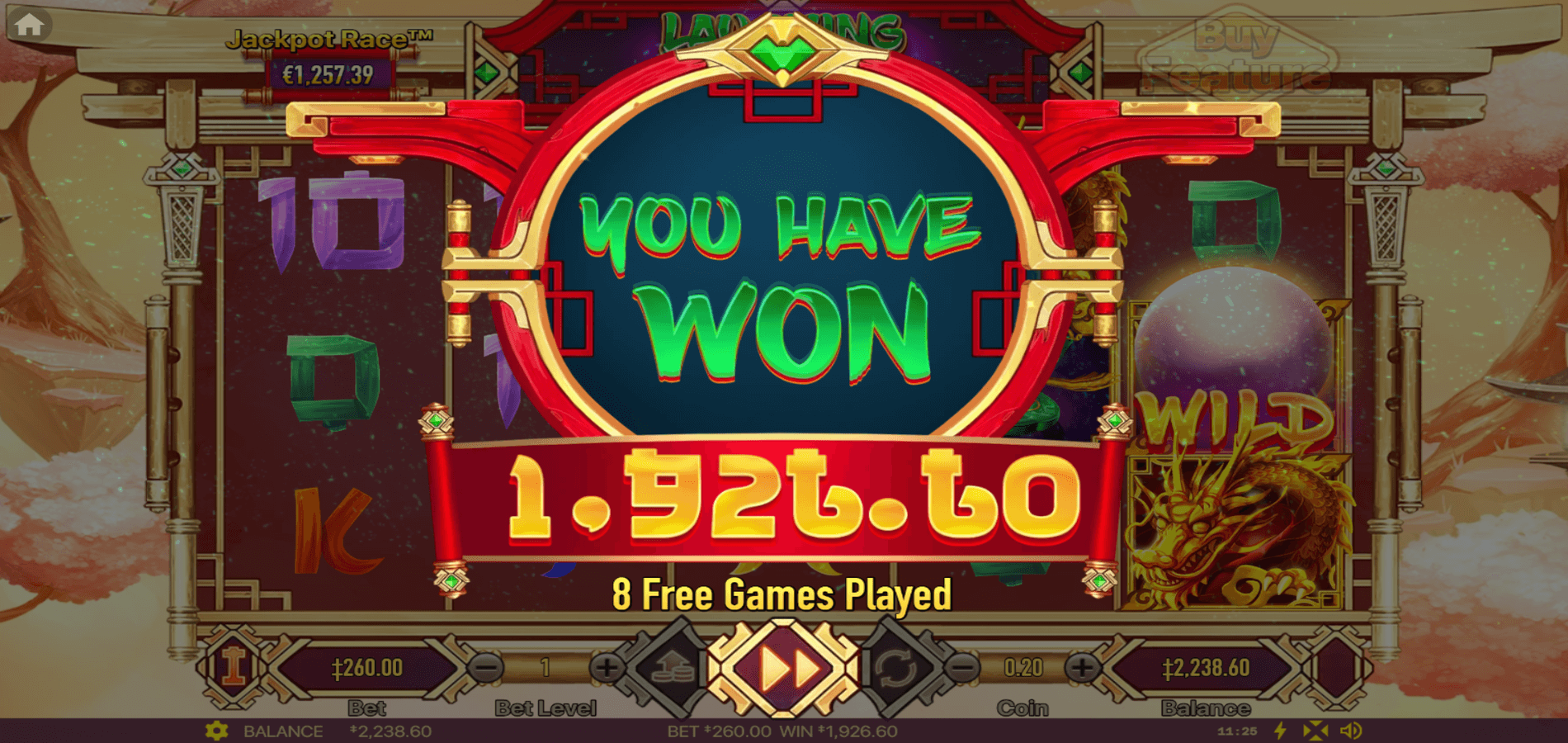 Laughing Buddha slot win from free games