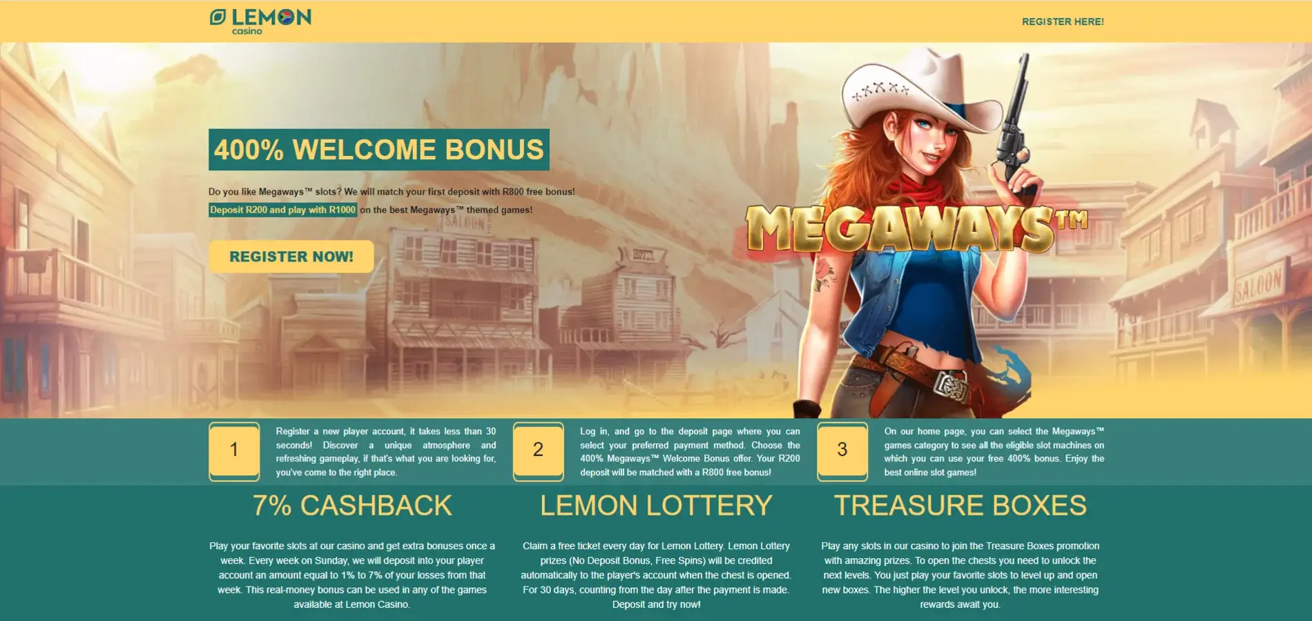 Lemon Casino 400 on Megaways Welcome Bonus