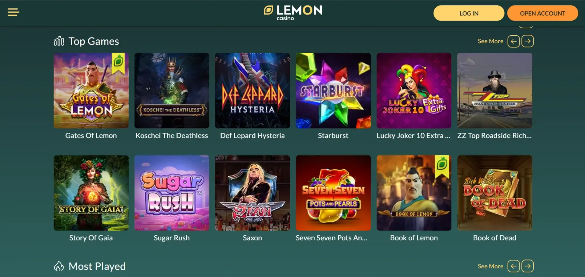 Lemon Casino Games