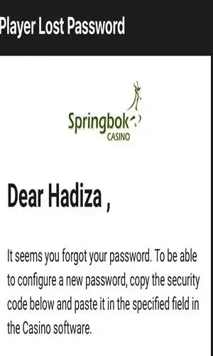 Recover Springbok casino account password