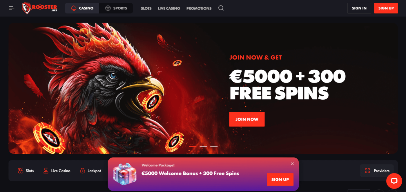 Rooster.bet Casino Review Get $5000 + 300 FS Bonus!