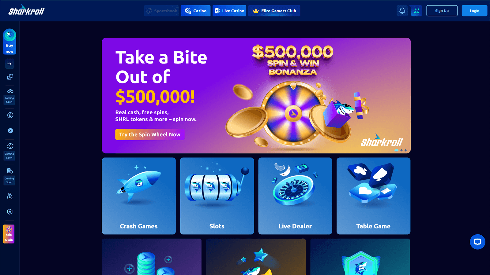 Sharkroll Casino Homepage in South Africa