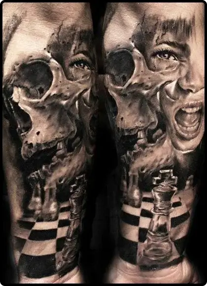 Skull gambling tattoo