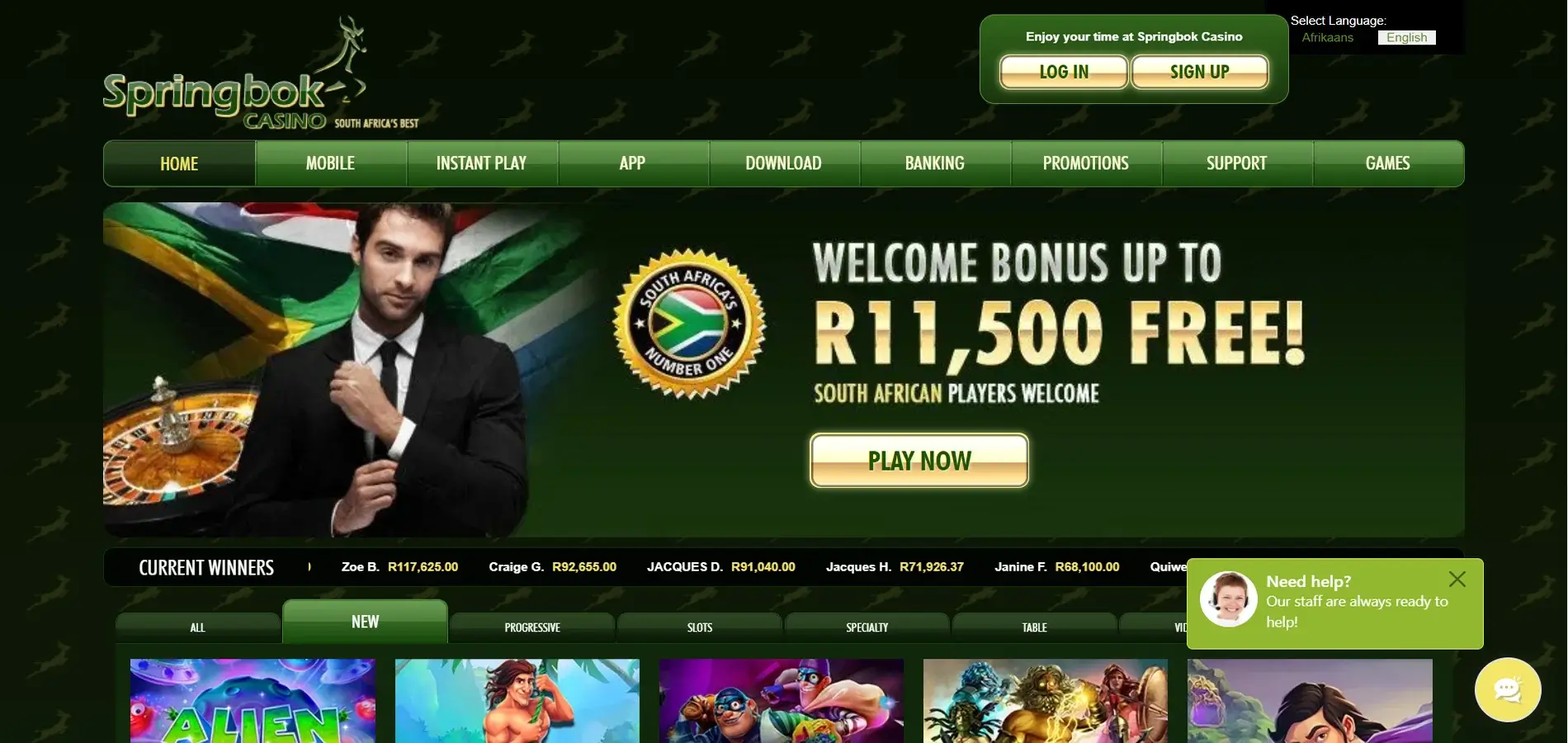 Springbok online casino login process