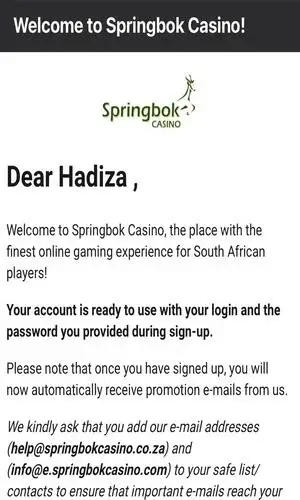 Verify Springbok casino account