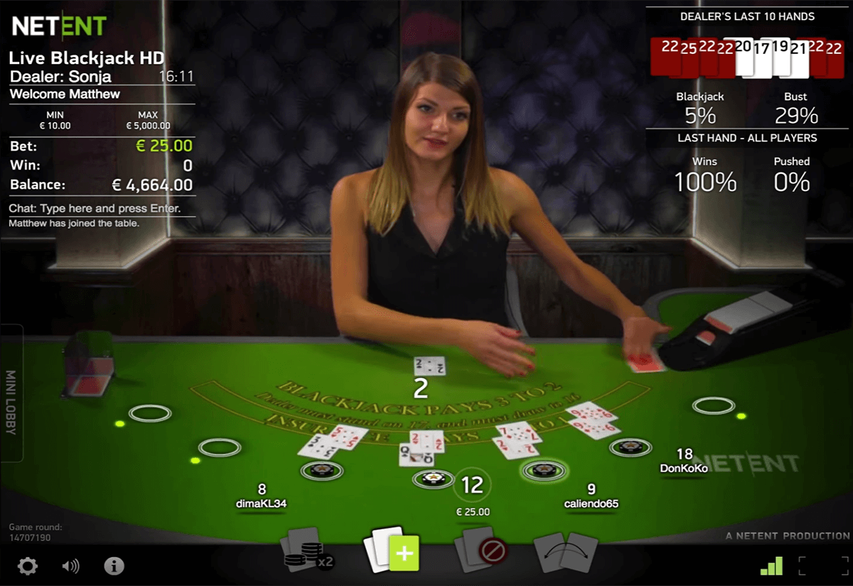 live blackjack netent online