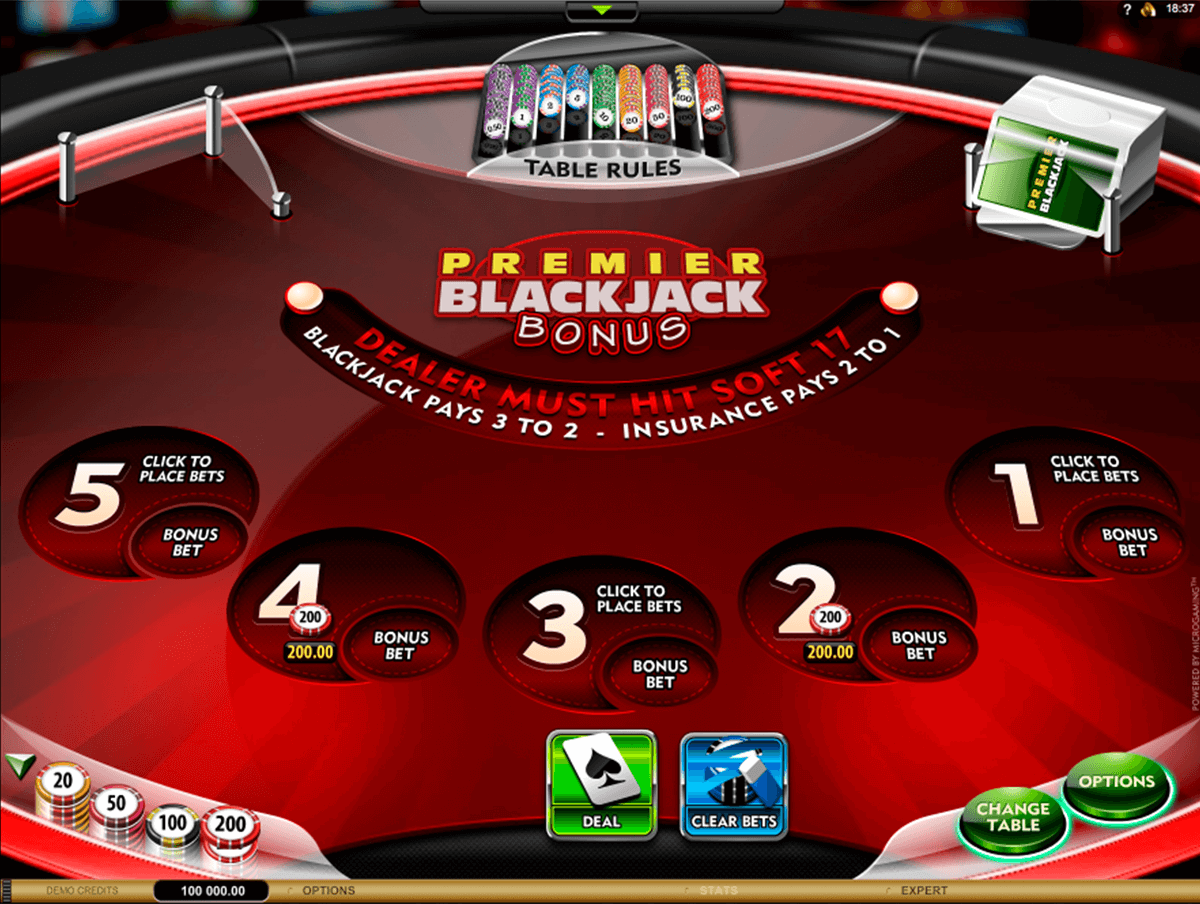 premier blackjack multihand euro bonus gold microgaming online